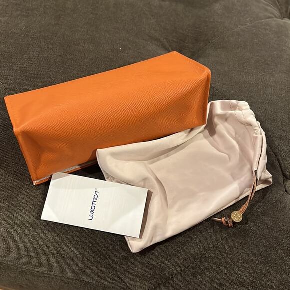 NWT Tory Burch Orange Sunglass Case with Sunglass Dust Cloth